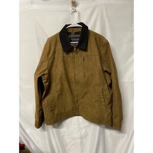 Round Tree & York Jacket Coat Faux Leather L Men's Zip Up Flannel Lined